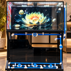 Bể cá 1200 x 600 x 600 khung sắt Show ống – Thiết kế hiện đại, nổi bật hệ thống kỹ thuật